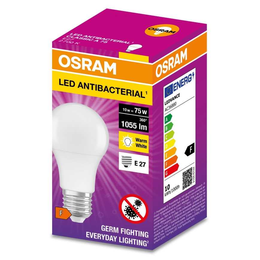 LED Bakteriedödande glödlampa  A75 E27/10W/230V 2700K - Osram