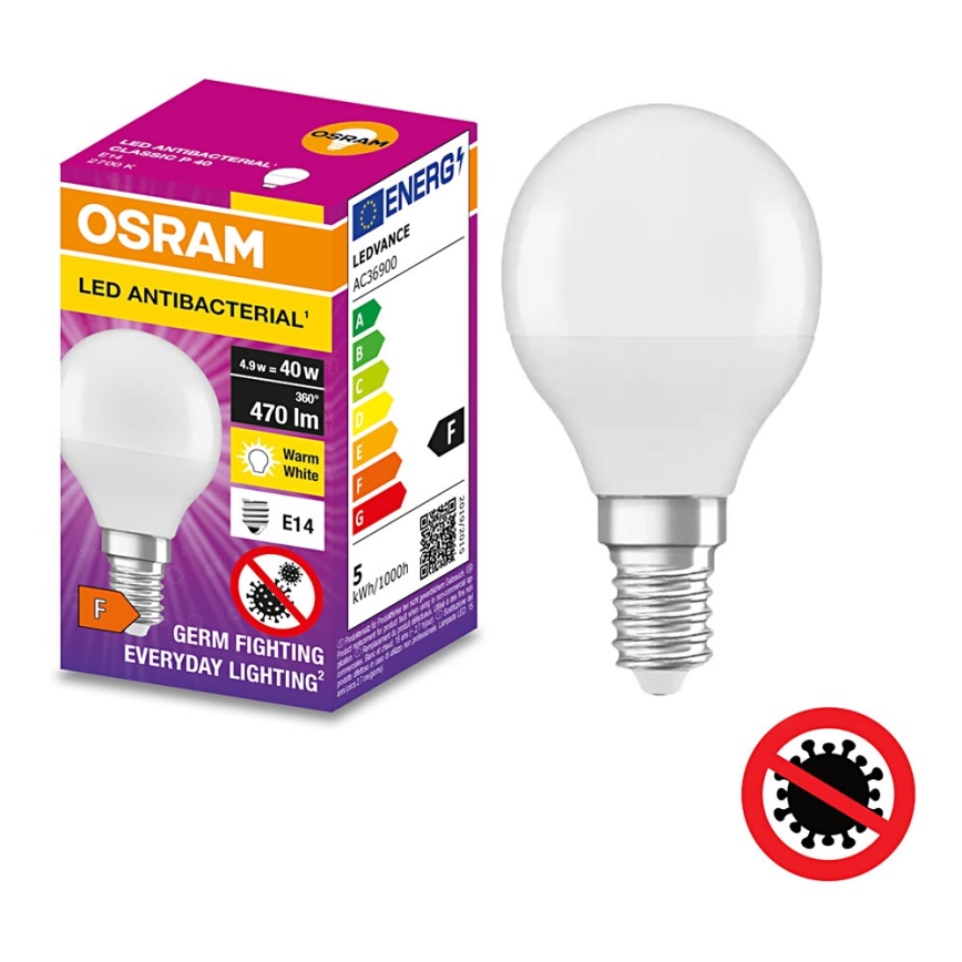 LED Bakteriedödande glödlampa  P40 E14/4,9W/230V 2700K - Osram