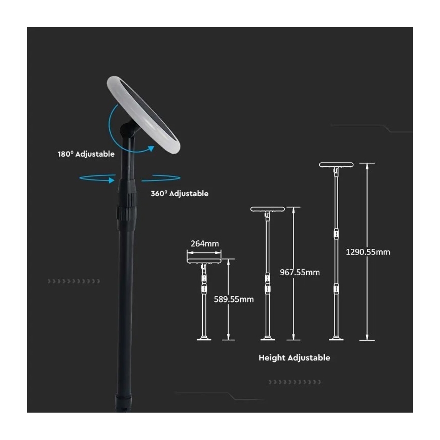 LED Bärbar solcellslampa TRÄDGÅRDS LED/8W/5V 60-129 cm 3000K IP65