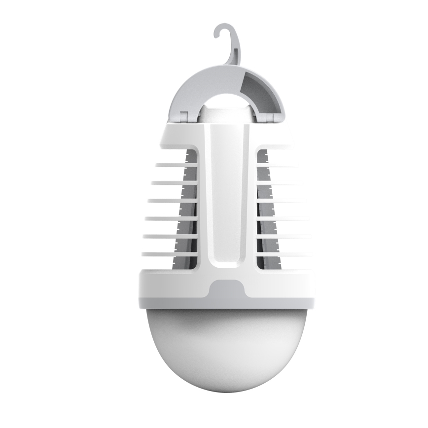 LED bärbar uppladdningsbar lampa med en insektsfälla LED/5W/1800 mAh IPX4 vit/grå