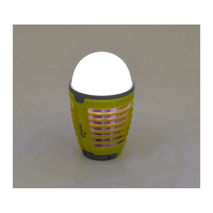 LED Bärbar uppladdningsbar lampa med insektsfälla LED/2W/3,7V 1800 mAh IPX4 grön