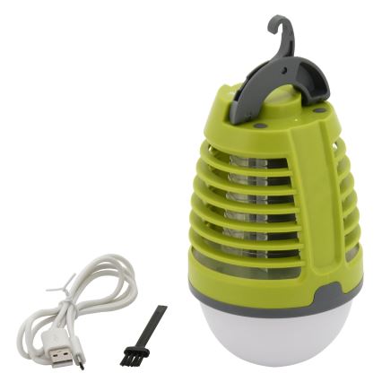 LED Bärbar uppladdningsbar lampa med insektsfälla LED/2W/3,7V 1800 mAh IPX4 grön