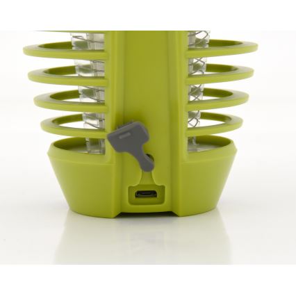 LED Bärbar uppladdningsbar lampa med insektsfälla LED/2W/3,7V 1800 mAh IPX4 grön