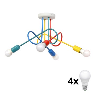 LED Barn Ljuskrona OXFORD 4xE27/10W/230V