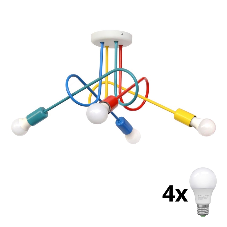 LED Barn Ljuskrona OXFORD 4xE27/10W/230V
