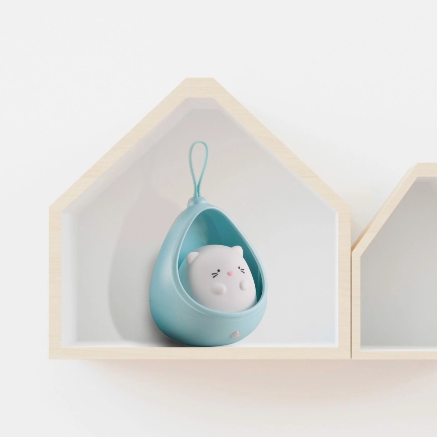 LED Barn orientering belysning med sensor KITTY LED/0,5W/5V USB 1200 mAh blå