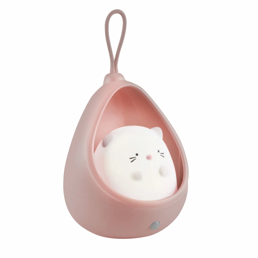 LED Barn orientering belysning med sensor KITTY LED/0,5W/5V USB 1200 mAh rosa