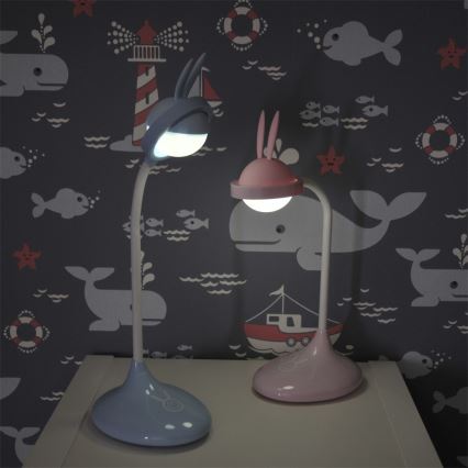 LED Barn touch lampa RABBIT LED/0,4W/5V 3000/6500K blå + USB
