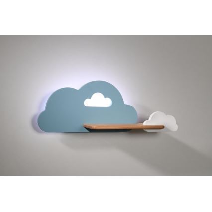 LED Barn Vägglampa med Hylla CLOUD LED/5W/230V blå/Vit