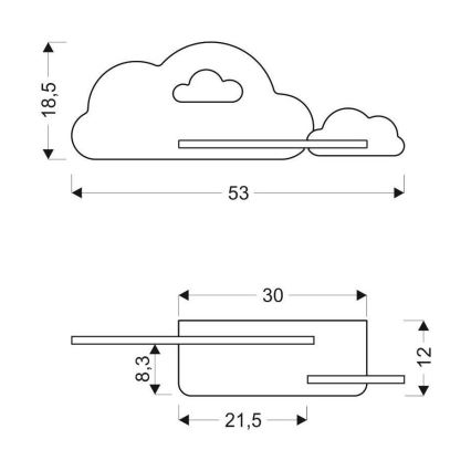 LED Barn Vägglampa med Hylla CLOUD LED/5W/230V blå/Vit