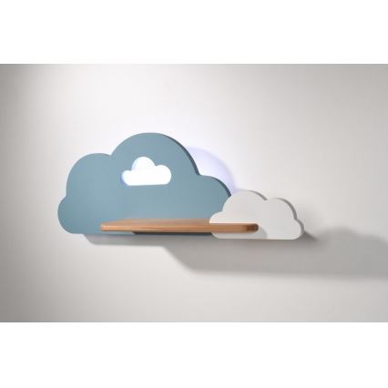 LED Barn Vägglampa med Hylla CLOUD LED/5W/230V blå/Vit