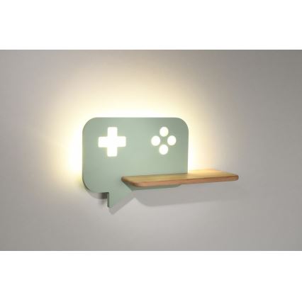LED Barn Vägglampa med Hylla CONSOLE LED/5W/230V Grön