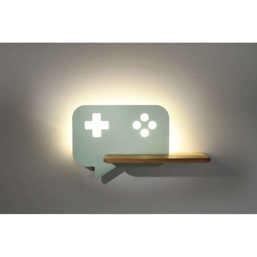 LED Barn Vägglampa med Hylla CONSOLE LED/5W/230V Grön