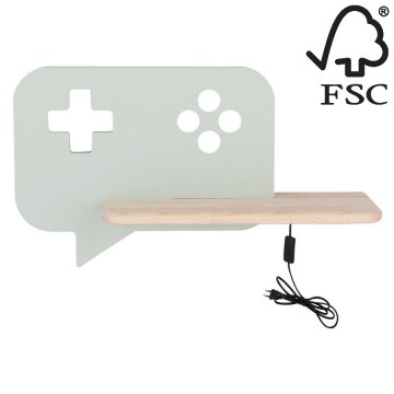 LED Barn Vägglampa med Hylla CONSOLE LED/5W/230V Grön
