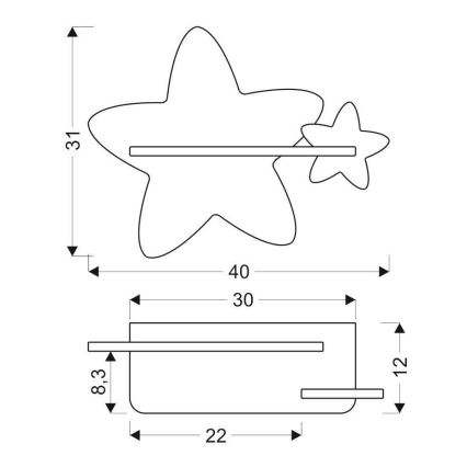 LED Barn Vägglampa med Hylla stjärna LED/5W/230V