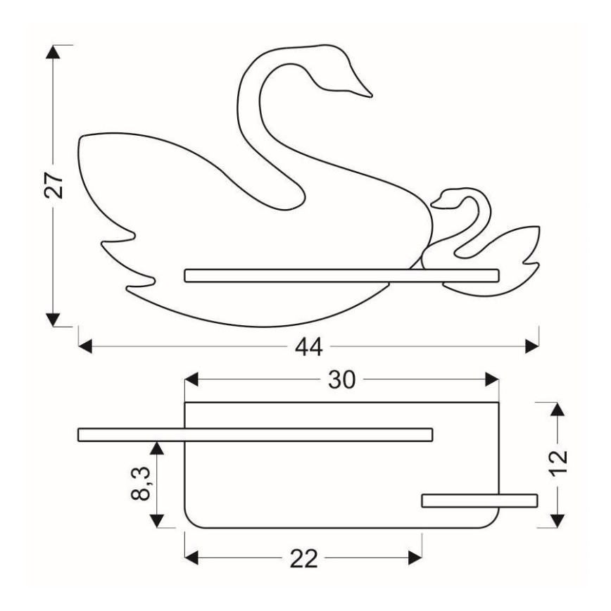 LED Barn Vägglampa med Hylla SWAN LED/5W/230V