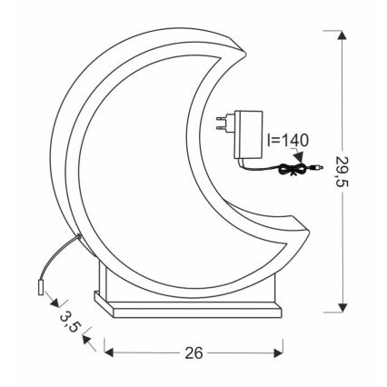 LED Barnbordslampa MOON LED/12W/230V gul