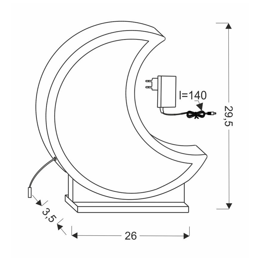 LED Barnbordslampa MOON LED/12W/230V gul