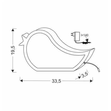 LED Barnlampa BIRD LED/12W/230V blå