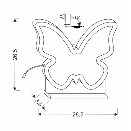 LED Barnlampa BUTTERFLY LED/14W/230V rosa