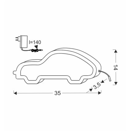 LED Barnlampan CAR LED/11W/230V rosa