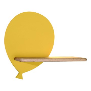 LED Barnvägglampa med hylla BALLOON LED/4W/230V gul/trä,