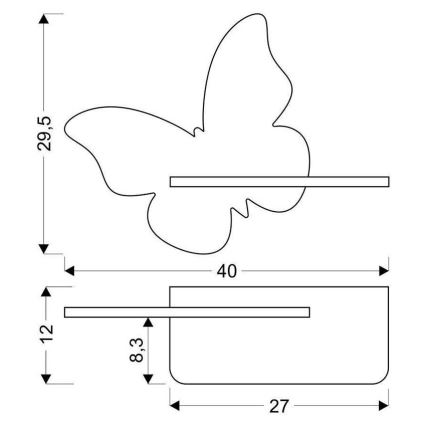 LED Barnvägglampa med hylla BUTTERFLY LED/5W/230V rosa/trä,
