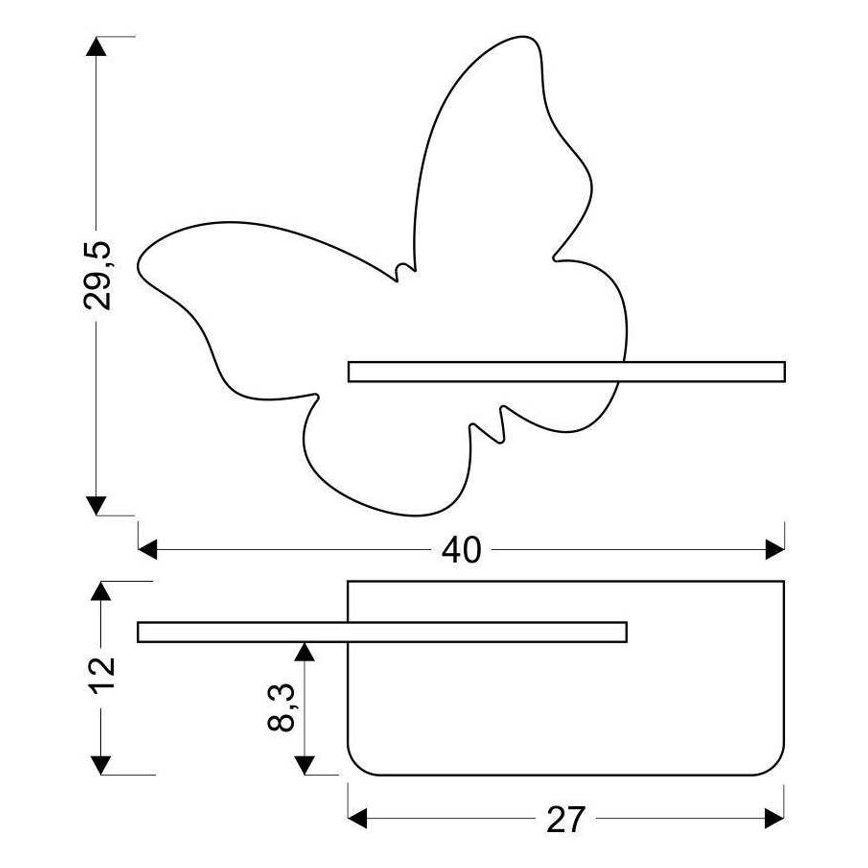 LED Barnvägglampa med hylla BUTTERFLY LED/5W/230V rosa/trä,