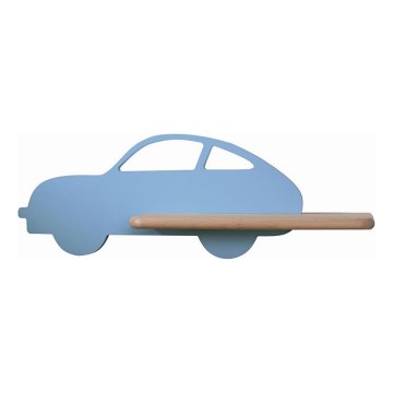 LED Barnvägglampa med hylla CAR LED/5W/230V blå/trä,