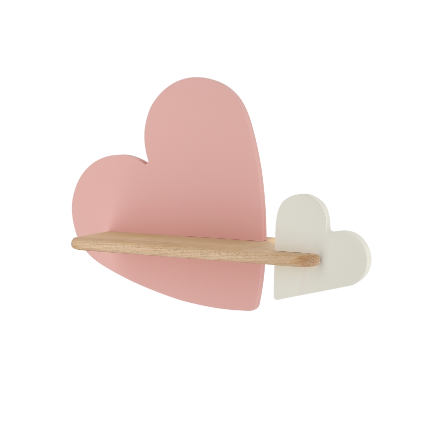 LED Barnvägglampa med hylla HEART LED/5W/230V rosa/vit/trä,