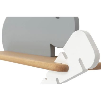 LED Barnvägglampa med hylla RABBIT LED/4W/230V grå/vit/trä,
