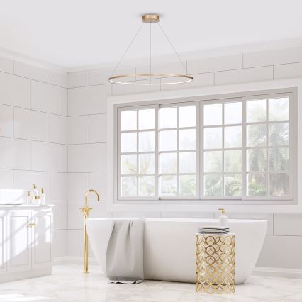 LED Bathroom ljuskrona on a string SATURNO LED/57W/230V IP44 gyllene