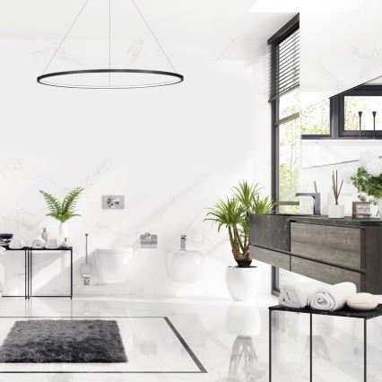 LED Bathroom ljuskrona on a string SATURNO LED/65W/230V IP44 antracit