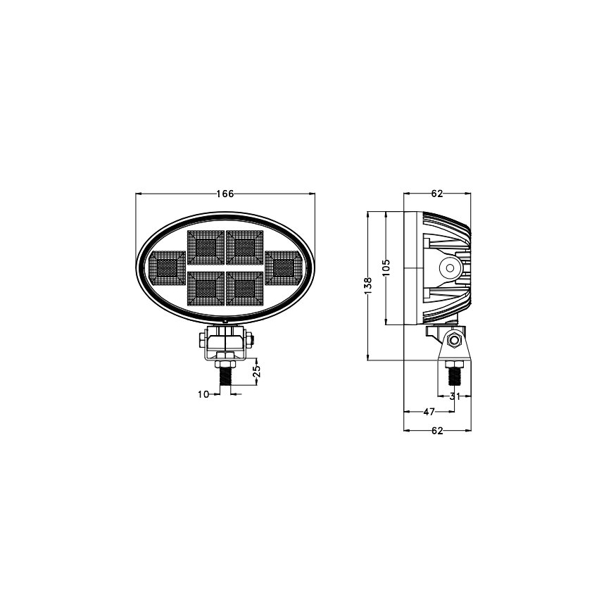 LED Bil spotlight BLACK LED/150W/10-30V IP69 5700K oval