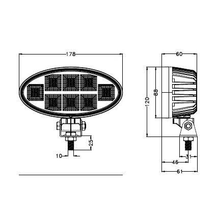LED Bil spotlight BLACK LED/160W/10-30V IP69 5700K oval