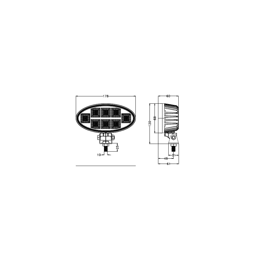 LED Bil spotlight BLACK LED/160W/10-30V IP69 5700K oval