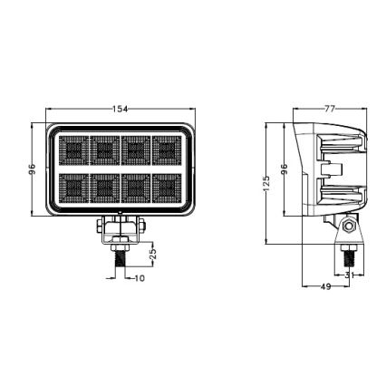 LED Bil spotlight BLACK LED/160W/10-30V IP69 5700K rektangulär