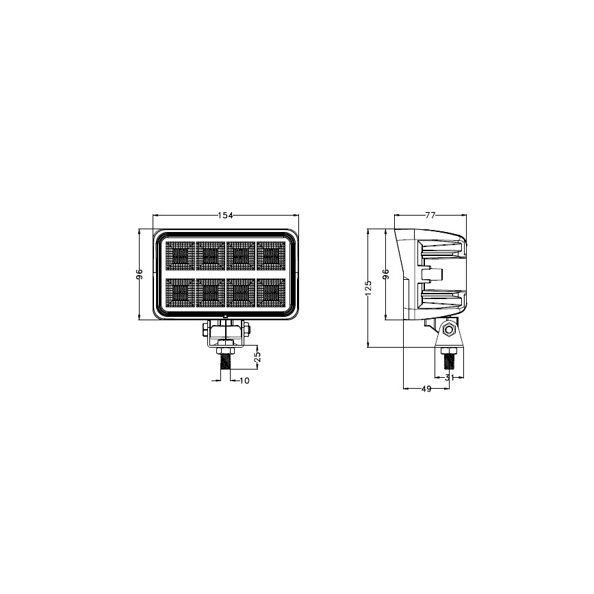 LED Bil spotlight BLACK LED/160W/10-30V IP69 5700K rektangulär