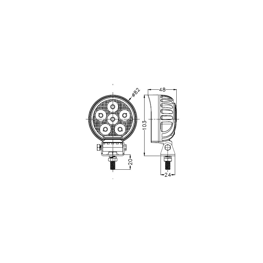 LED Bil spotlight BLACK LED/24W/10-30V IP69 5700K rund