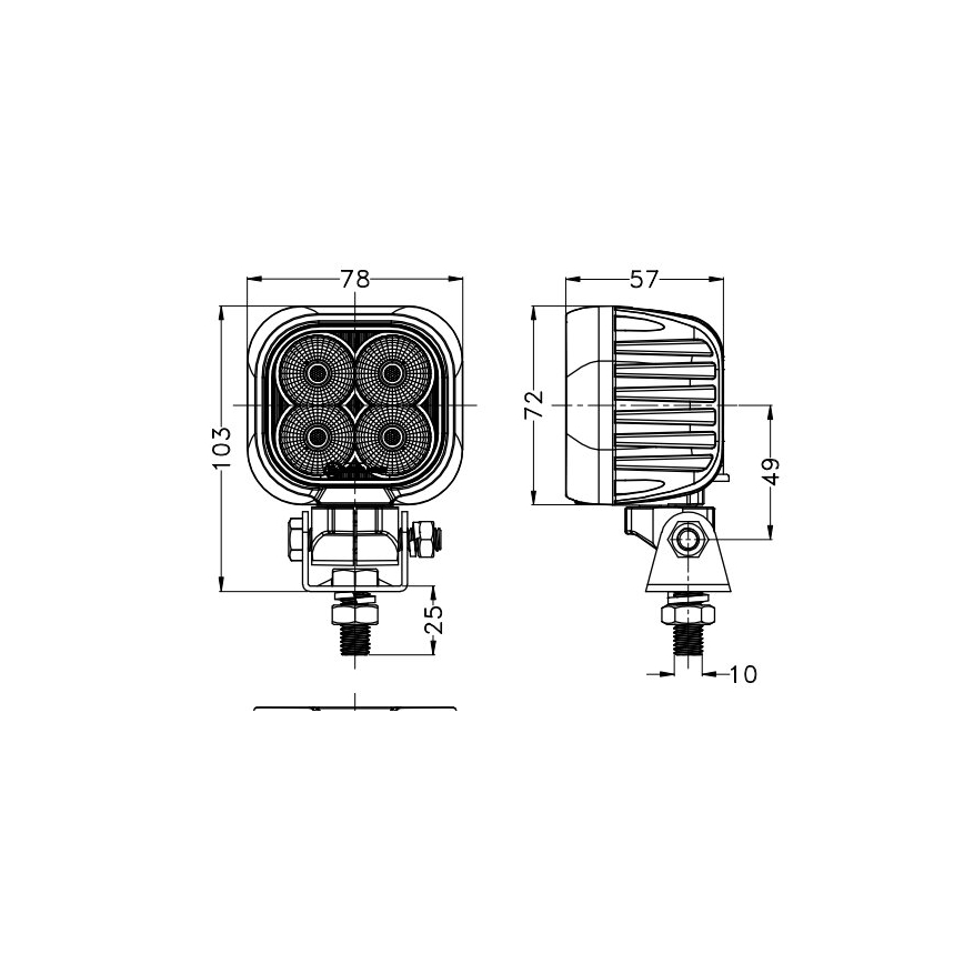 LED Bil spotlight BLACK LED/40W/10-30V IP69 5700K vinklat