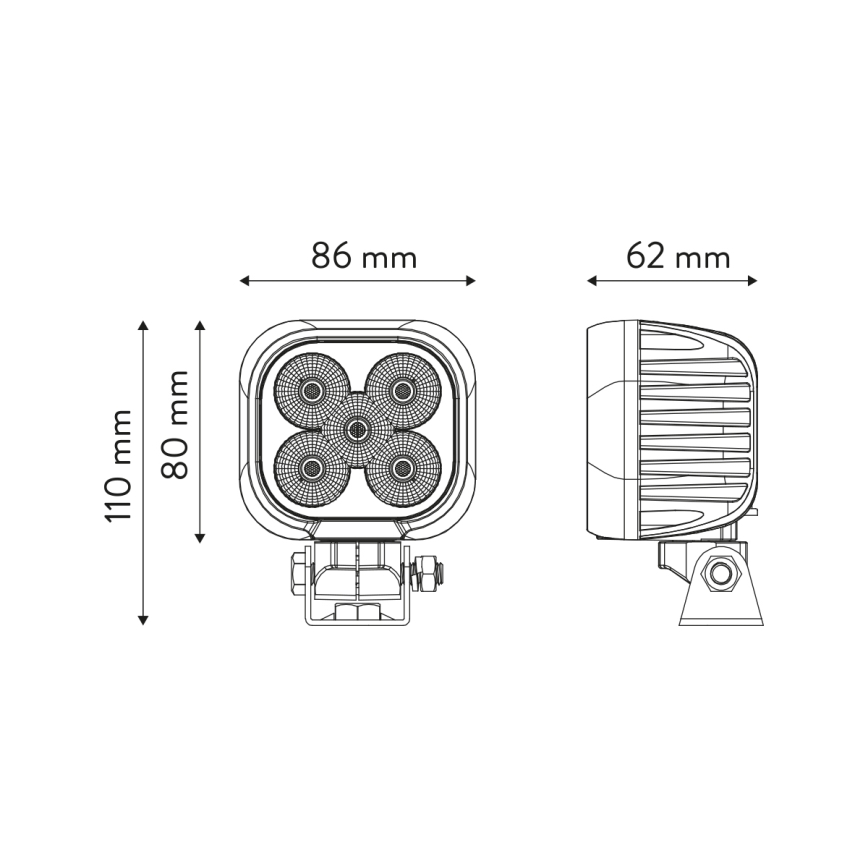 LED Bil spotlight BLACK LED/50W/10-30V IP69 5700K vinklat