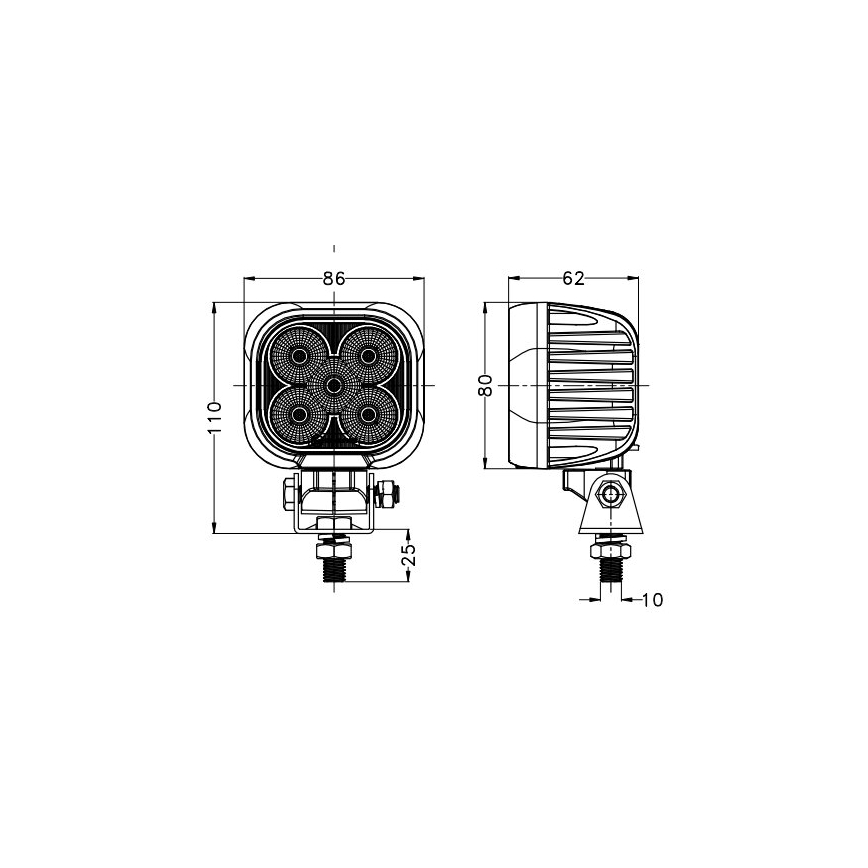 LED Bil spotlight BLACK LED/50W/10-30V IP69 5700K vinklat