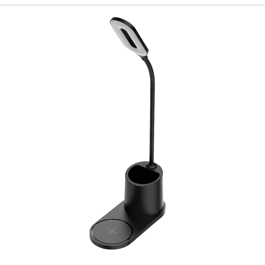 LED bordslampa LED/3W/5V med trådlös laddning svart