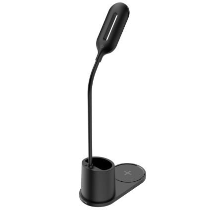 LED bordslampa LED/3W/5V med trådlös laddning svart