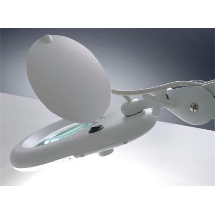 LED bordslampa med förstoringsglas LED/9W/230V vit/skinande krom