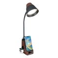 LED+CCT dimbar bordslampa med trådlös QI-laddning IDEAL LED/8W/230V 2700/4000/5000K brun