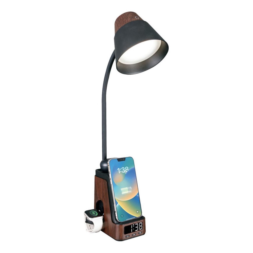 LED+CCT dimbar bordslampa med trådlös QI-laddning IDEAL LED/8W/230V 2700/4000/5000K brun
