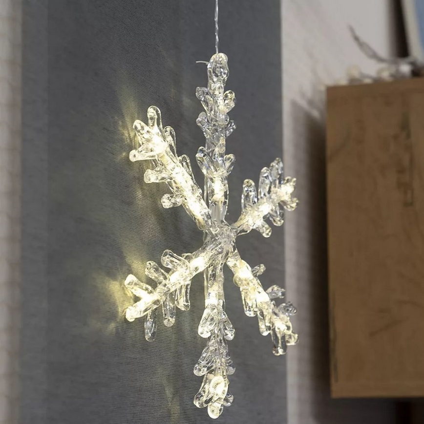 LED Christmas window decoration 16xLED/3xAA varm vit