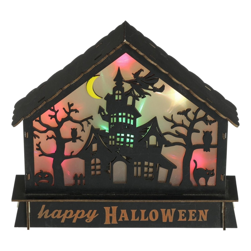 LED Dekoration HALLOWEEN LED/2xAA/Flerfärgad spökhus