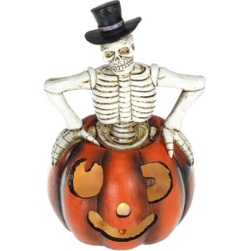 LED Dekoration HALLOWEEN LED/2xLR44/varm vit Skelett i pumpa harts